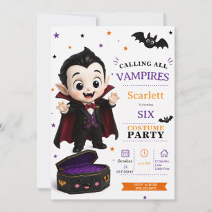 Convites Fantasia de Pequeno Vampiro - Festa de Aniversário