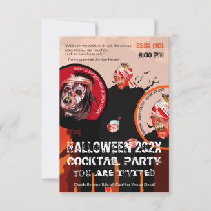 Convites Fantasia de Zumbi de Halloween Engraçada para Fest