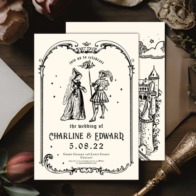 Convites Fantasia Engrenando Arte Medieval Weding (Criador carregado)