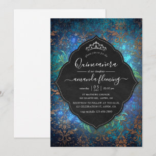 Convites Fantasia Espumante Vintage Quinceañera Damasco