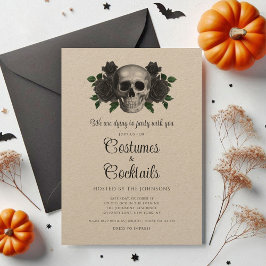 Convites Fantasia Floral de Caveira Vintage & Halloween de