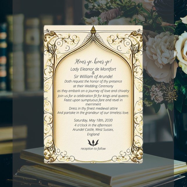 Convites Fantasia Medieval Renascentista Pergaminho Arquead (Medieval Renaissance Fantasy Arched Parchment Invitation)