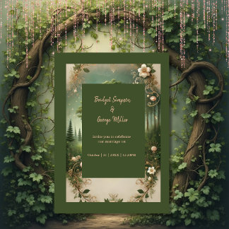 Convites Fantasia mística medieval gravando Forest Wedding