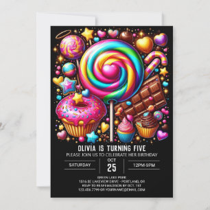 Convites Fantasia Personalizada Candyland Digital Birthday