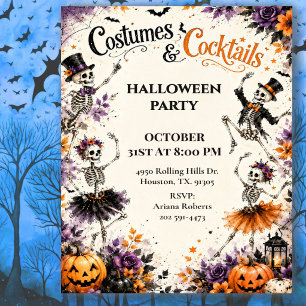 Convites Fantasias Coquetéis Dança Esqueleto Halloween
