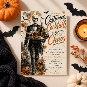 Convites Fantasias Coquetéis Halloween Esqueleto Vintage