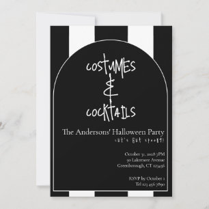 Convites Fantasias Coquetéis Halloween Preto Branco Listra