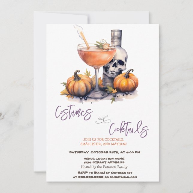 Convites Fantasias de Abóbora & Coquetel de Halloween (Frente)