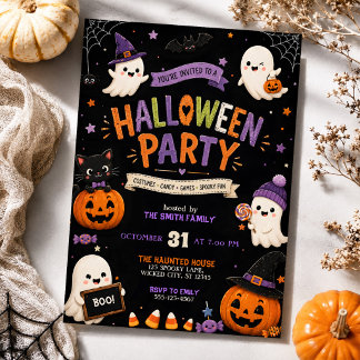 Convites Fantasias de Boo Fofos Festa de Halloween para Cri