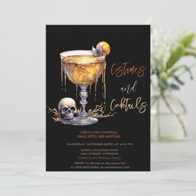 Convites Fantasias de Cocktail de Crânio & Cocktail de Hall (Em pé/Frente)