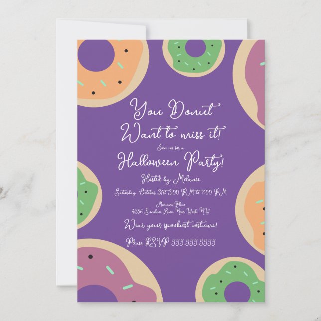 Convites Fantasias de Donut para Festa de Halloween  (Frente)