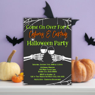 Convites Fantasias de Esqueleto Gótico de Halloween & Coque