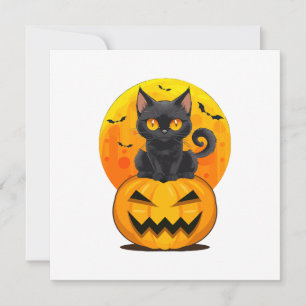 Convites Fantasias de Halloween de Abóbora de Gato Preto