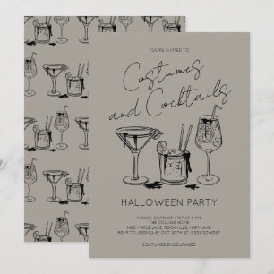 Convites Fantasias e Coquetéis Cinza Festa de Halloween Adu