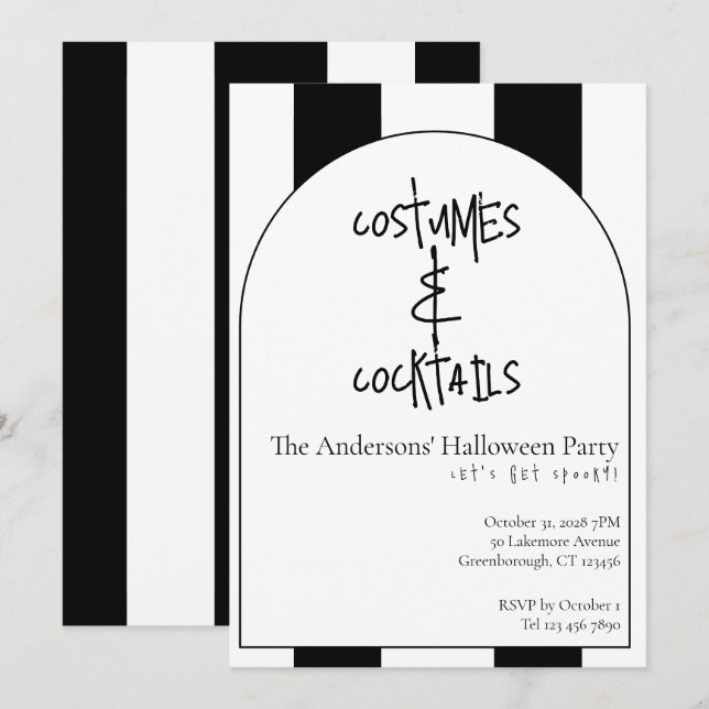 Convites Fantasias e Coquetéis Festa de Halloween Listrada (Frente/Verso)
