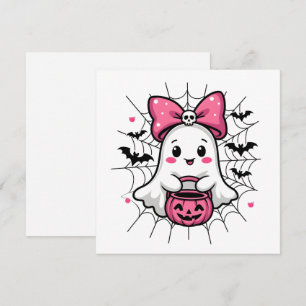 Convites Fantasma Assustador com Laço Rosa Conscientização