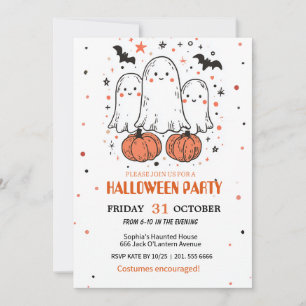 Convites Fantasma Bonita e Abóbora no Halloween