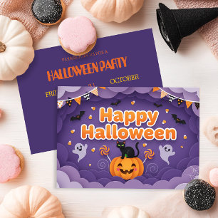Convites Fantasma Bonita e Abóbora no Halloween