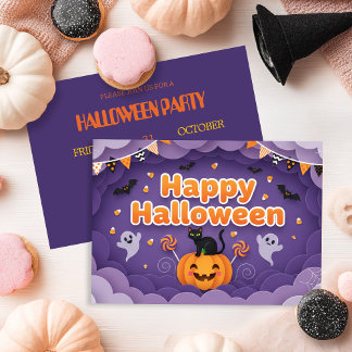 Convites Fantasma Bonita e Abóbora no Halloween