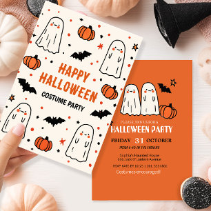 Convites Fantasma Bonita e Abóbora no Halloween