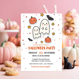 Convites Fantasma Bonita e Abóbora no Halloween