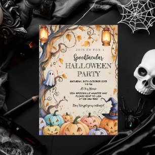 Convites Fantasma Bonita e Pumpkin Spooktacular Festa de Ha