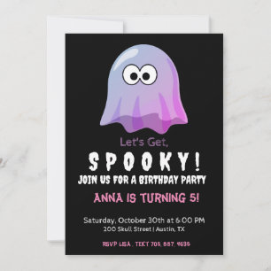 Convites Fantasma Bonito e Rosa do Google Olhos: Spooky e W