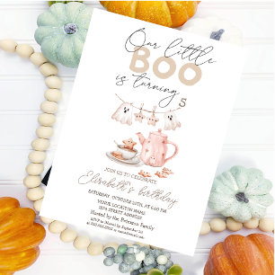Convites Fantasma Boo de Aquarela Fofa Aniversário de Hallo