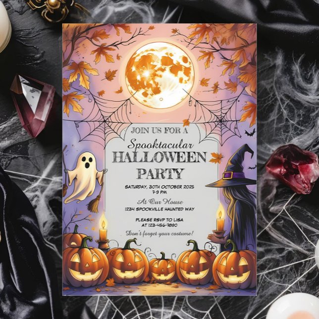 Convites Fantasma, Bruxa e Abóbora Spooktacular Halloween (Criador carregado)