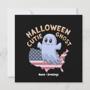 Convites Fantasma Cute do Dia das Bruxas Bandeira dos EUA K