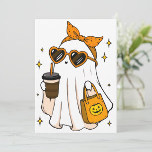 Convites Fantasma da Temporada Assustadora Fofa com Café Ge