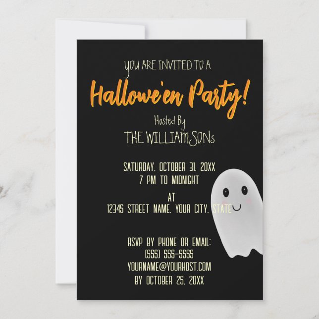 Convites Fantasma de Halloween (Frente)