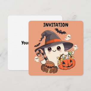 Convites Fantasma de Halloween Fofo no Estilo Kawaii