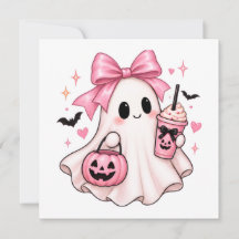 Fantasma de Laço Rosa Coquette Halloween