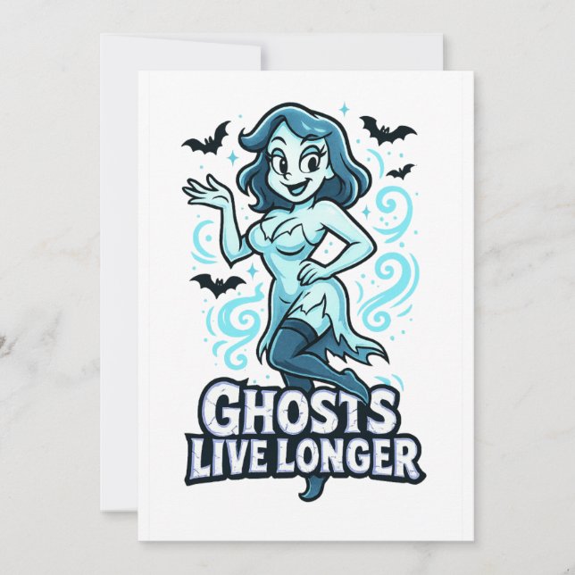 Convites Fantasma de Pin-Up de Desenho Animado – Fantasmas  (Frente)