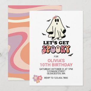 Convites fantasma descolado de Halloween retrô Aniversário