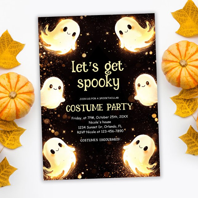 Convites Fantasma Fantasma Spooktacular Crianças Festa de F (Spooktacular Ghosts Kids Halloween Costume Party Invitation)