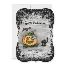 Fantasma, Gato, Bat e Pumpkin, Feliz Halloween!