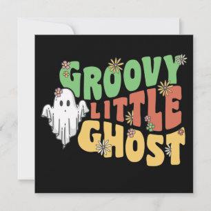 Convites Fantasma Pequenino Groovy Com Flores Vintage No Ha