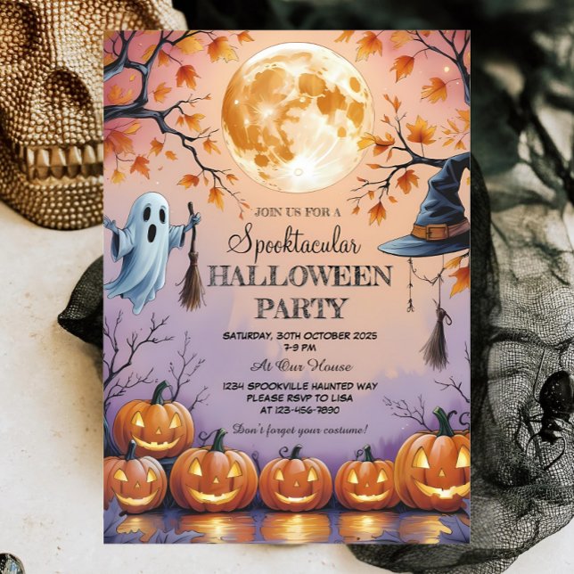 Convites Fantasma, Pumpkins e Lua Cheia Spooktacular Hallow (Criador carregado)