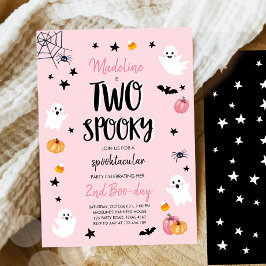 Convites Fantasma Rosa Halloween Dois segundo aniversário S