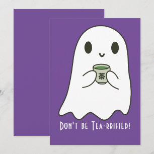 Convites Fantasma Sorridente Fofo & Kanji de Chá Japonês em