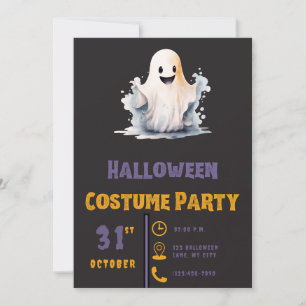 Convites Fantasma Super Fofo Moderno Preto Halloween