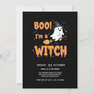 Convites Fantasma Voando na Broom Spooky Party Card