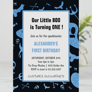Convites Fantasmagórico Pequeno boo Aniversário de 1 ano no