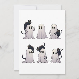 Convites Fantasmagóricos Gatos Pretos em Pastel Gótico no H