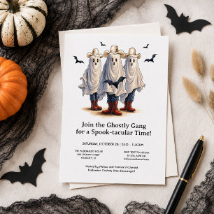 Convites Fantasmas Assustadores de Cowboy no Halloween West
