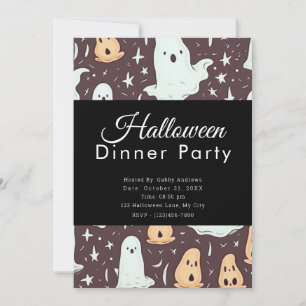 Convites Fantasmas Bonitos Jantar de Halloween Marrom