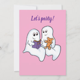 Convites Fantasmas bonitos lendo juntos no Halloween