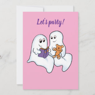 Convites Fantasmas bonitos lendo juntos no Halloween